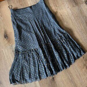 Moschino blue and gold polka dot midi skirt Size 8